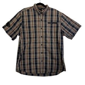 Harley Davidson Men's Shirt Short Sleeve Plaid Brown Size XL